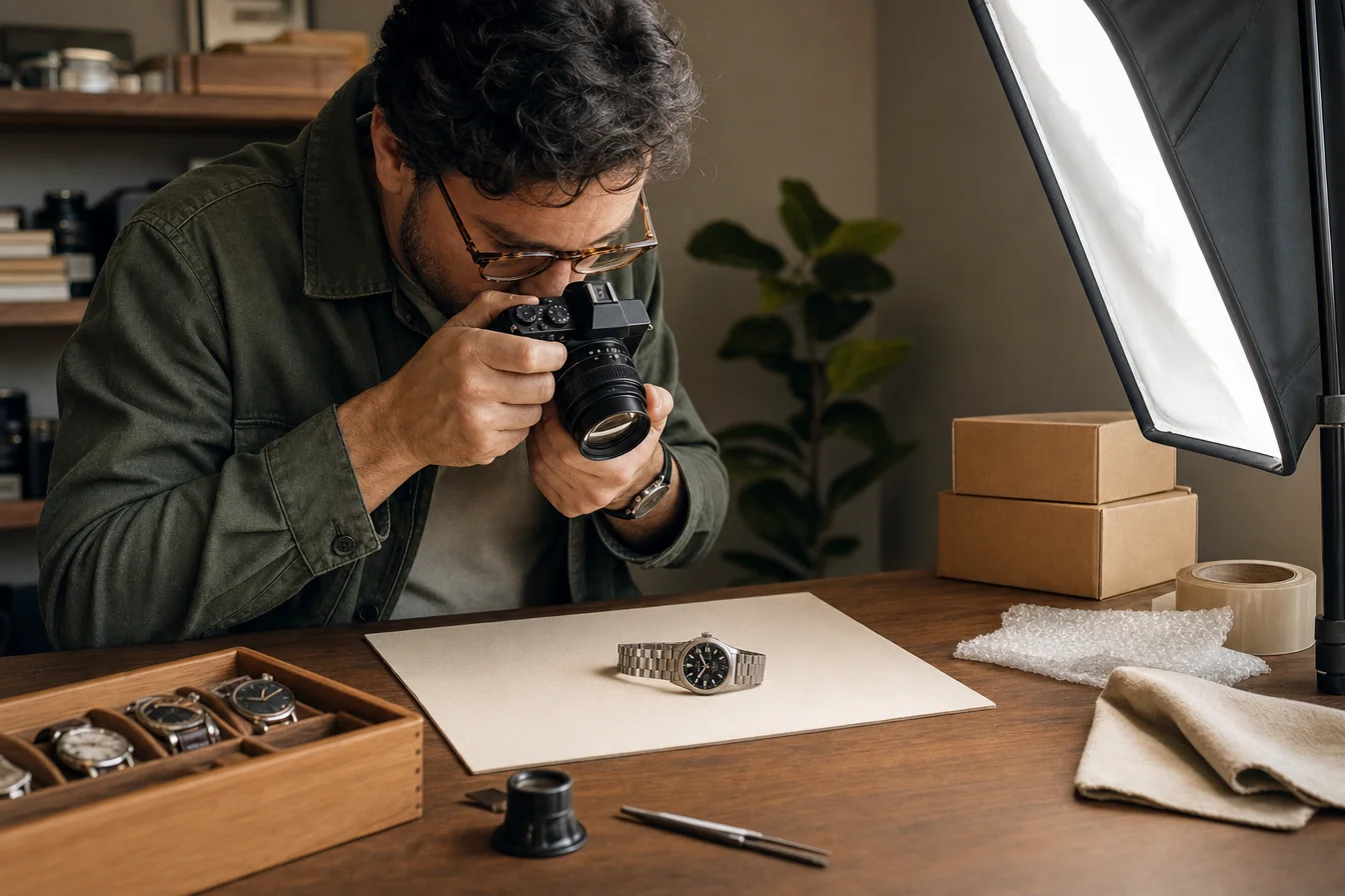 Seller at work — photographing inventory